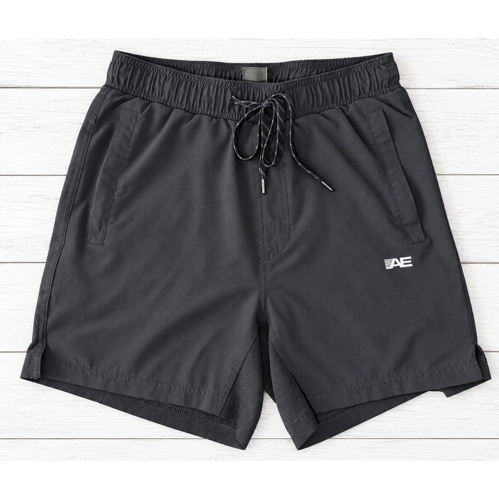 American Eagle Active Shorts Black Elastic Waist Drawstring Athletic Gym Small